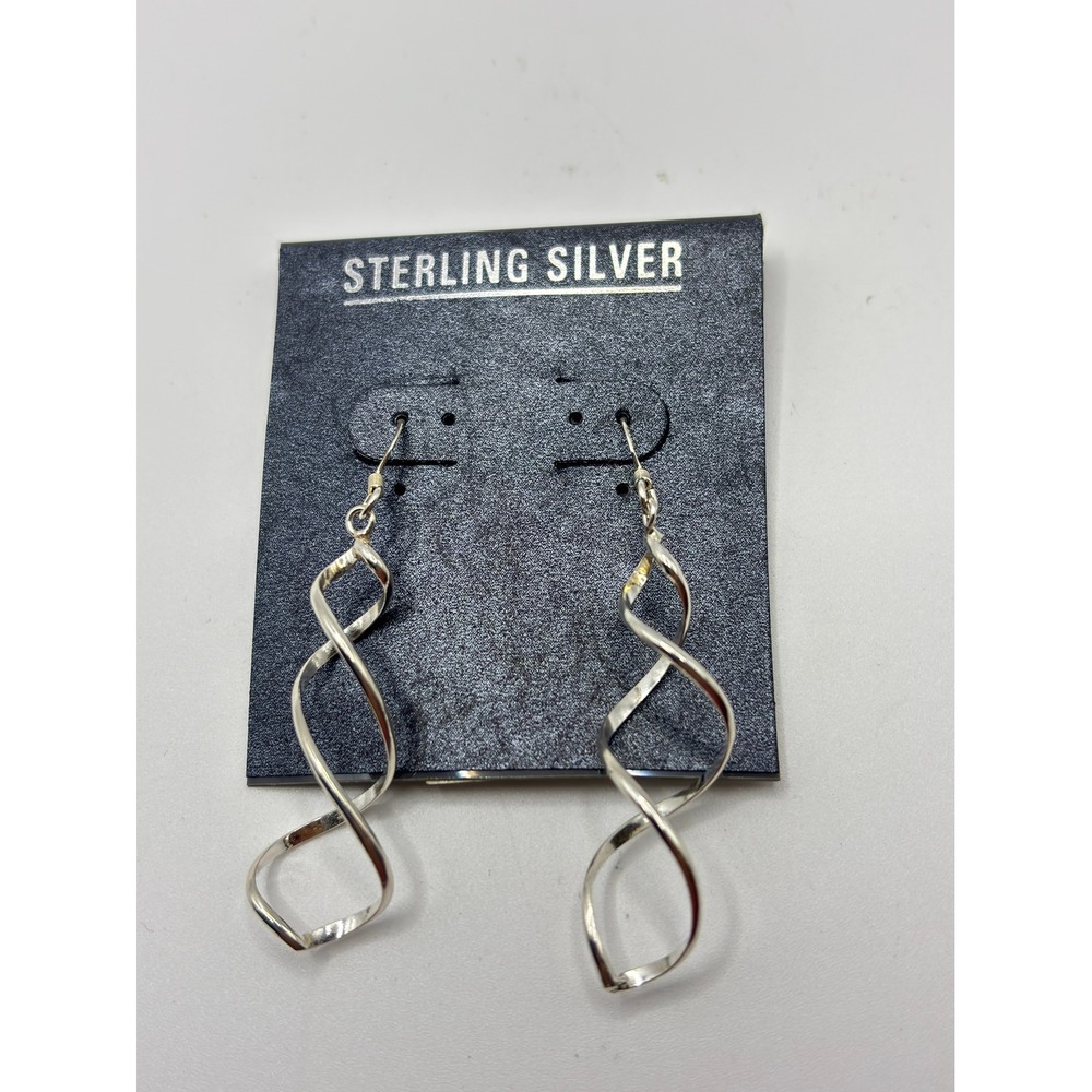 Sterling Silver Spiral Drop Earrings Women OS Silver 925 Double Twist Dangle